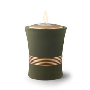 Ceramic Candle Holder Keepsake Urn (Luxor Design) – PALM GREEN